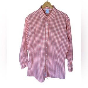 Brooks Brothers Orange and White Gingham Button-Down Shirt